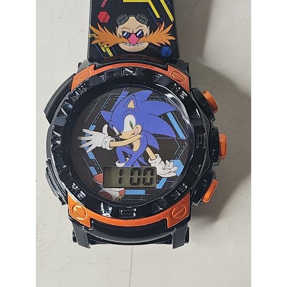 SEGA Sonic The Hedgehog Watch Orange Digital Accutime Working SNC400057MWM RARER - Picture 3 of 16